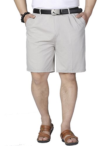  Herren Shorts Kurze Hosen Chino Bermuda Shorts Bermudas Tasche Glatt Komfort Atmungsaktiv Knielänge Outdoor Täglich Ausgehen Baumwollmischung Modisch Strassenmode Schwarz Khaki