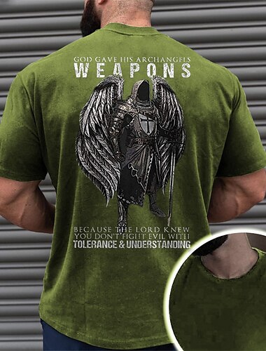  Hombre Cruz Templaria Estampados Las personas de edad Camiseta Camisetas gráficas Algodón Mangas cortas Gráfico Camisa Negro Azul Marino Verde Camiseta cómoda Vacaciones Calle Ropa de diseñador de