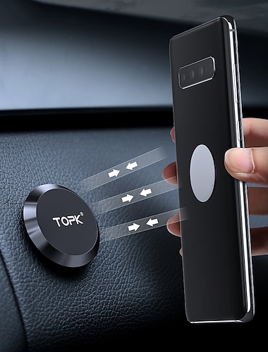  Suporte de telefone de carro magnético de rotação livre de 360°, suporte de painel universal plano e aderente placa de metal