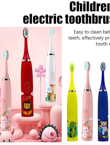  Children Sonic Electric Toothbrush Cartoon Kids With Replace The Toothbrush Head Ultrasonic Electric Toothbrush Sonic Brush Head