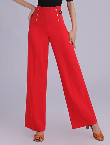  ריקוד לטיני ריקודים סלוניים מכנסיים צבע טהור שחבור בגדי ריקוד נשים הצגה הדרכה גבוה ספנדקס