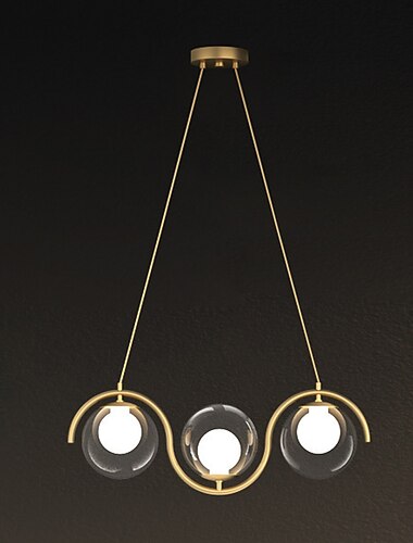  LED-Pendelleuchte Globle Design warmweiß/weiß 47cm Metall Glas 3-flammig Hängeleuchten für Esszimmer Küche 110-240v