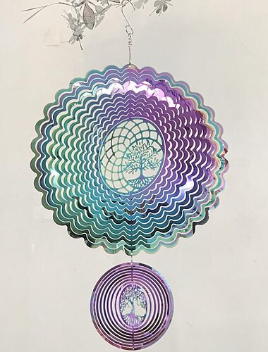  1 Stück 3D hängender Windspinner Outdoor-Dekoration für 3D Garten Windspiele Metall Yard Spinner 3D Edelstahl Spinner Geschenke Baum des Lebens 3D Spinner mit 360° drehbarem Haken