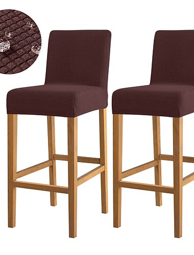  2 st vattenavvisande barstolsöverdrag vinrött stretch bänkpall pubstol överdrag café barstolsöverdrag för uteplats utomhus barstolsskydd bröllop med elastisk botten