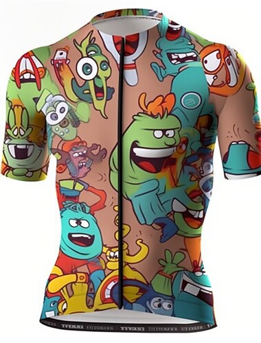  Voor heren Wielrenshirt Grafisch Grappig Korte mouw Fietsen Shirt Kleding Bovenlichaam met 3 achterzakken Bergracen Wegwielrennen Sneldrogend Reflecterende strips Achterzak Vochtregelerend Sport
