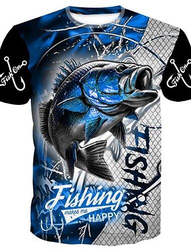  Herren Graphic Angeln T Shirt Tee Kurzarm T-Shirt 3D-Druck Rundhalsausschnitt Hemd Vintage Modisch Designer Outdoor Casual Täglich Blau Frühling Sommer Bekleidung S M L XL 2XL 3XL