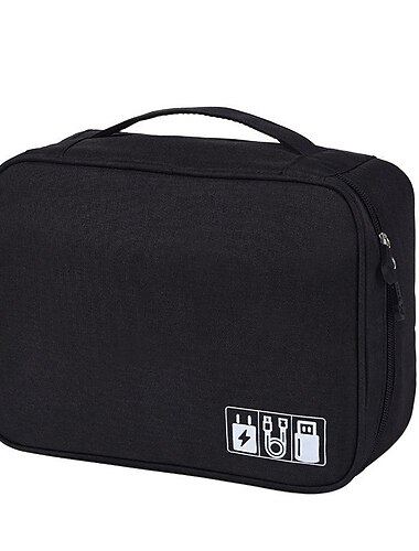  organizador de eletrônicos, bolsa organizadora de cabos universal de viagem, estojos de armazenamento de acessórios eletrônicos à prova d'água, carregador, telefone, usb, cartão SD, discos rígidos, banco de potência, cabos 9,45 * 7,09 * 3,94 polegadas