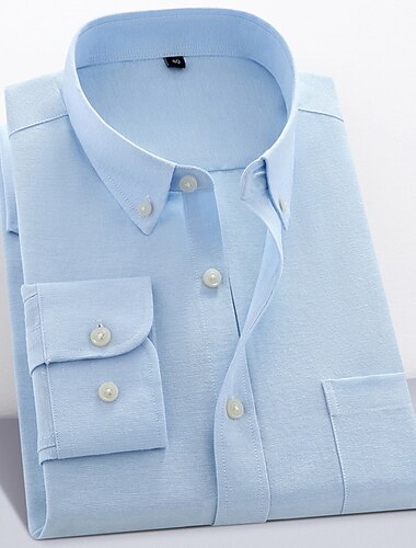  Per uomo Camicia elegante Camicia button-down Camicia Oxford Colore Solido / Tinta Unita Matrimonio Ufficio & Carriera Rosa chiaro Nero Bianco Verde chiaro Manica Lunga Colletto a Camicia Primavera