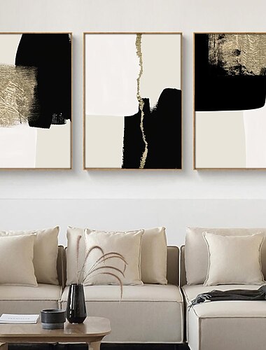  Pósteres minimalistas abstractos modernos beige negro dorado cuadros sobre lienzo para pared imagen impresa sala de estar decoración interior del hogar