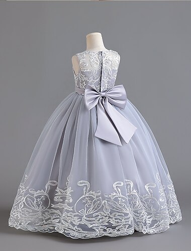  Enfants Fille Robe Fleur Sans Manches Mariage Robe de baptême Princesse Polyester Robe à broderies florales Robe de demoiselle d'honneur Eté 4-13 ans Violet foncé Rouge pastèque Pâte de haricots