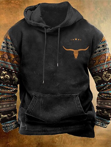 Herren Tier Böhmischer Stil Hoodie Sweatshirt Kapuze Hoodies Pullover Hoodie Sweatshirt Kapuze Langarm Sweatshirt mit Kapuze Mit Kapuze Strassenmode 3D-Druck Täglich Sport Weiß&Grün Schwarz Bedruckt