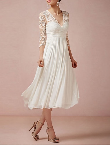  chá de panela vintage 1940/1950 vestidos de noiva simples vestidos de noiva vestido de baile decote redondo manga comprida comprimento do tornozelo vestidos de noiva de cetim com apliques cor sólida