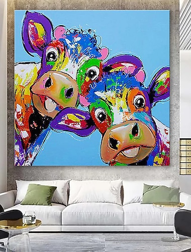  Nursery Oil Painting Hand Painted Animals Abstract Modern Contemporary Stretched Canvas With Stretched Frame