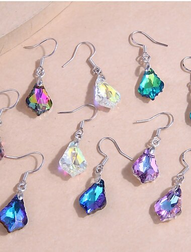  Mujer Pendientes colgantes Pendiente Geométrico Forma de Hoja Aretes Joyas Rosa oscuro / Azul / Morado Para Carnaval Fiesta de baile Festival