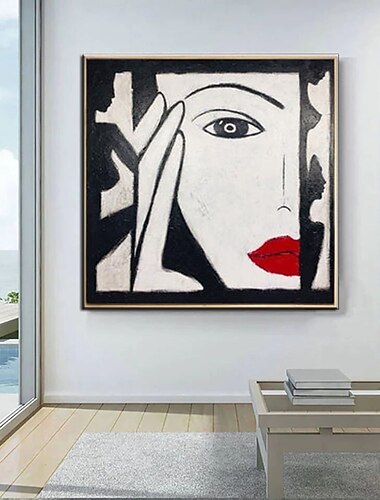  Dipinto A Olio Dipinto A Mano Dipinto A Mano Arte Astratta Originale Dipinto Astratto Figurativo In Bianco E Nero Donna Volti Dipinto Ad Olio Su Tela