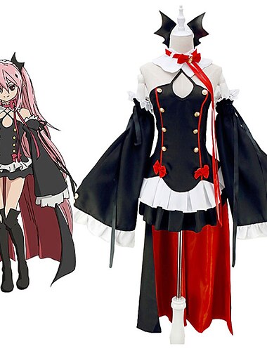  Inspiré par Séraphin de la fin Krul Tepes Manga Costumes de Cosplay Japonais Costumes de Cosplay Robes Hauts / bas de cosplay Couleur unie Dentelle consue Robe Manche Corsets Pour Femme