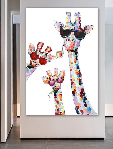  Vivero pintura al óleo pintado a mano animales verticales lienzo estirado moderno