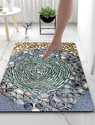  Tappetino da bagno in terra di diatomee in pietra liscia, antiscivolo, super assorbente, tappetino da bagno, nuovo design