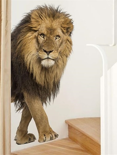  Pegatinas de pared de animales León 3d para habitación de niños, decoración del hogar, calcomanía de pared, 1 ud.