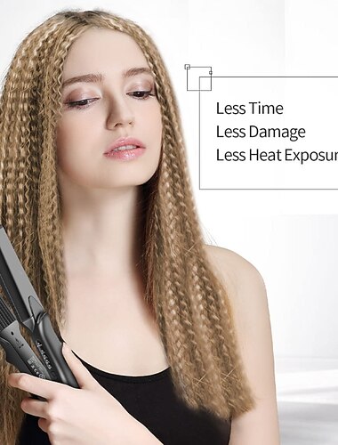  Plancha de pelo, plancha de pelo, plancha plana, placa de cerámica de turmalina, temperatura ajustable para todo tipo de cabello