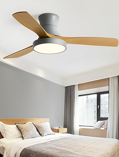  led frequentie conversie nordic plafondventilator licht, 3 lichtkleuren en 6 windsnelheden 42/52 inch industriële plafondventilator kroonluchter, voor woonkamer, slaapkamer etc