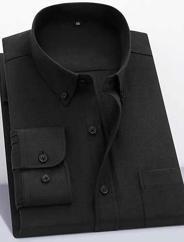  رجالي قميص رسمي زر قميص أسفل قميص أكسفورد قميص غير حديد منقوش فضفاض مناسب للبس اليومي أزرق أسود أبيض زهري كم طويل رقبة مربعة ربيع & الصيف ملابس زر أسفل