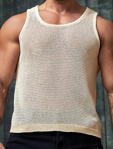 Homme Débardeur Sous-Vêtements T-shirt sans manches Tee-shirt Tricoté Sans manches Col Rond Été Uni Mode Quotidien Sport Tricot Vacances Sport & Loisir Sortir Blanche T-shirt haut de gamme pour homme