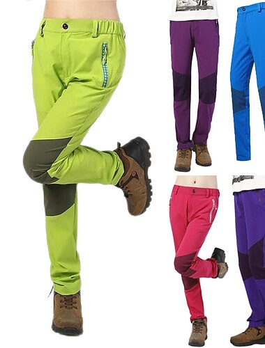  Жен. Штаны для туризма и прогулок Пэчворк Лето Весна Осень На открытом воздухе Стандартный Быстровысыхающий Мягкий Эластичность Удобный Нижняя часть Полная длина Эластичная талия Синий Лиловый Эластан