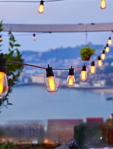  flickering s14 لهب سلسلة أضواء 5m 10 led / 10m 20led سلسلة أضواء للمقبس الخارجي في أضواء الحديقة لجميع القديسين عيد الميلاد الفناء الخلفي ديكور أضواء مقهى بيسترو فناء
