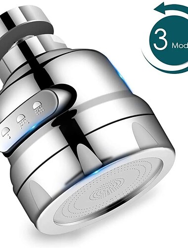  3モードキッチンシンク蛇口ヘッド交換、360度蛇口エアレータースプレーアタッチメント、タップアクセサリー節水拡張ノズル接続アダプター