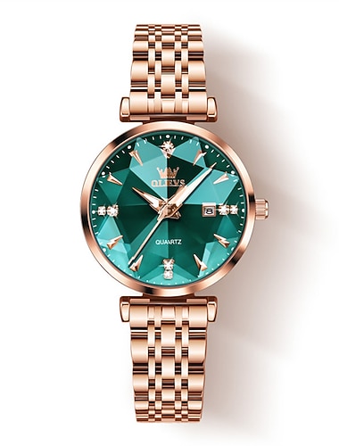  neue olevs marke damenuhren leuchtende dekorative kalender quarzuhren im amerikanischen stil diamantbesetzte wasserdichte kleine grüne uhren damenuhren flut