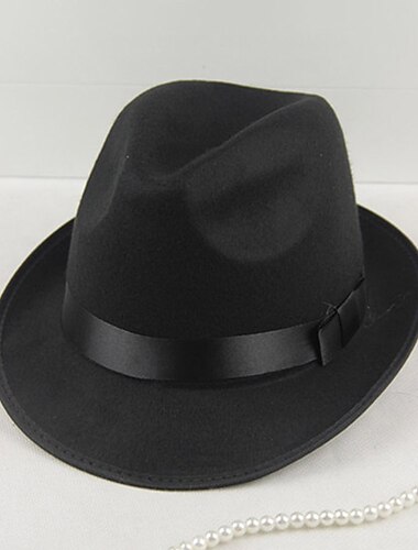  男性用 フェドーラ帽 つばの帽子 ブラック ワイン ウール フェドラ イベント 祭り 平織り UVサンプロテクション サンスクリーン