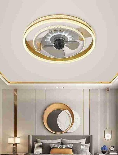  plafondventilator met afstandsbediening voor verlichting, moderne low-profile plafondventilator voor binnenshuis met 72 W warme, natuurlijke, heldere led-verlichting in 3 kleuren, slimme