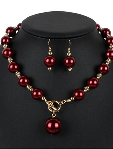  Brautschmuck-Sets 1 Set Künstliche Perle 1 Halskette Ohrringe Damen Stilvoll Einfach Cool lieblich Klassisch Kostbar Geometrische Form Schmuck-Set Für Hochzeit Party