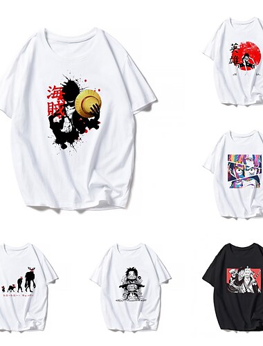  One Piece Monkey D. Luffy Japonesa/Curta Anime Desenho Anime Harajuku Arte Gráfica Kawaii Para Casal Homens Mulheres Adulto Regresso à Escola Hot Stamping