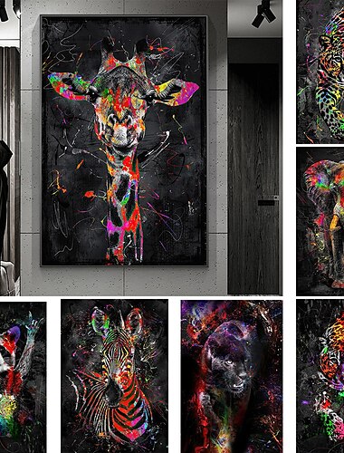  Girafe graffiti mur art toile peintures sur le mur art affiches et impressions animaux modernes photos pour enfants chambre décor