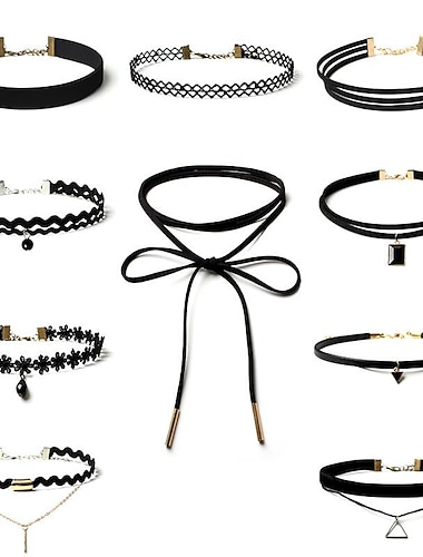  שרשרת תחרה chocker סט קטיפה שחורה choker סט קעקוע גותי קלאסי תחרה chokers punk & goth לוליטה קוספליי תכשיטי תלבושות נשים תכשיטי אופנה