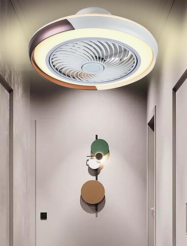  loftsventilator med lys fjernbetjening, indendørs lavprofil moderne indbygningsloftsventilator med 72w varmt naturligt lyst 3 farve led lys, 3 hastigheder smart ac ventilator til køkken og