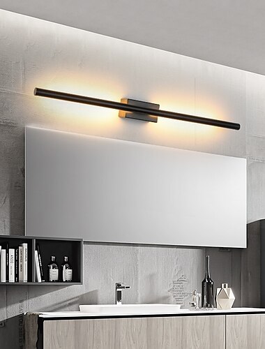  Waschtischbeleuchtung einfach 23,4" ip20 Spiegel Frontleuchten Eisen Acryl schwarz Haushalt Mode versenkbar Badezimmer Antibeschlag Schminktisch LED Spiegelschrank Lampe Badleuchten