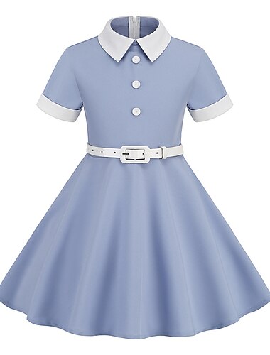  Retro Vintage 1950er Swing-Kleid Ausgestelltes Kleid Mädchen Alltagstauglich Junggesellinnenabschiedsparty Kinder Kleid Abschlussballkleider