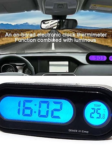  Car Digital Clock Electronic Thermometer Clock LCD Display Luminous Temperature Clock Mini car clock Electronic Clock car watch Auto Dashboard Clocks Luminous