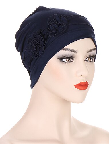  1 Uds. Gorro gorro turbante cubre dos cabezas de flores envuelve turbante sombrero clásico vintage mujer color sólido suave tocado