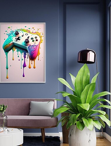 80er 90er Wandkunst bunt Neon Gamer Controller Leinwand Poster Fantasy Kopfhörer Esports Gaming Wandkunst Malerei für kawaii Raumdekoration