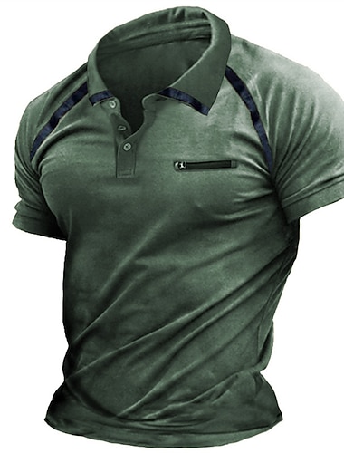  Herren Poloshirt Golfhemd Casual Festtage Kargen Klassisch Kurzarm Modisch Basic Glatt Taste Tasche Sommer Regular Fit Braun Grün Grau Poloshirt