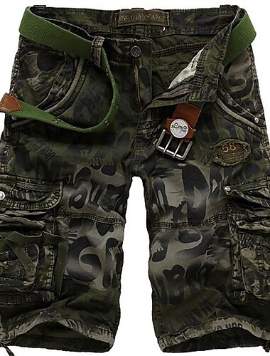  Men's Tactical Shorts Cargo Shorts Camo Shorts 6 Pocket Camouflage Comfort Wearable Casual Daily Holiday Vintage Sports Army Green Blue