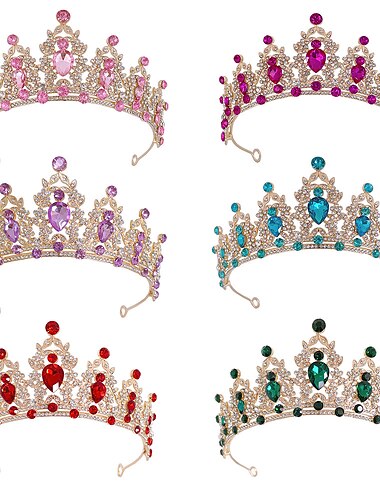  Tocado de novia púrpura europeo y americano, corona barroca, tocado de diamantes de imitación, corona de princesa, accesorios para el cabello de boda, accesorios de vestir