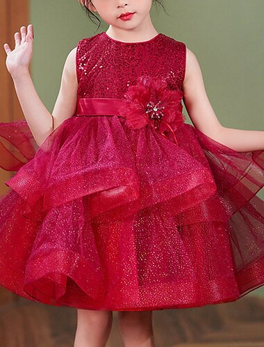  Prinzessin Kurz / Mini Blumenmädchenkleid Quinceanera Mädchen Süßes Ballkleid Spitze mit Blume Ballettröckchen Mini-Hochzeit Fit 3-16 Jahre