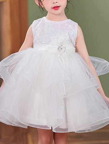  Princesa Corto / Mini Vestido de Niña Florista Quinceañera Niñas lindo vestido de fiesta Encaje con Flor tutú mini novia Ajuste 3-16 años