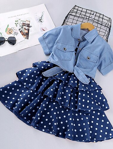  2 Stück kinderkleidung Mädchen Feste Farbe Kleid & Mantel einstellen Kurzarm Aktiv Outdoor Baumwolle 7-13 Jahre Sommer Schwarz Weiß Gelb