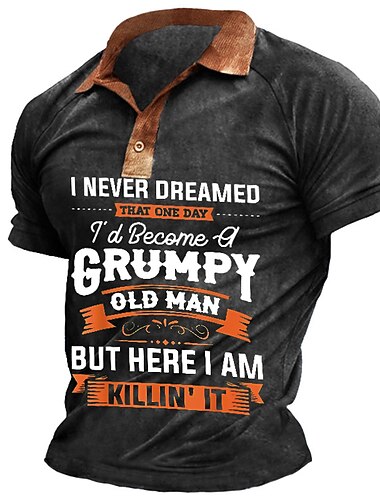  Koszulka polo Grumpy Old Man Killin' It dla mężczyzn | Zabawna krótki rękaw z grafiką dla humoru stylu życia